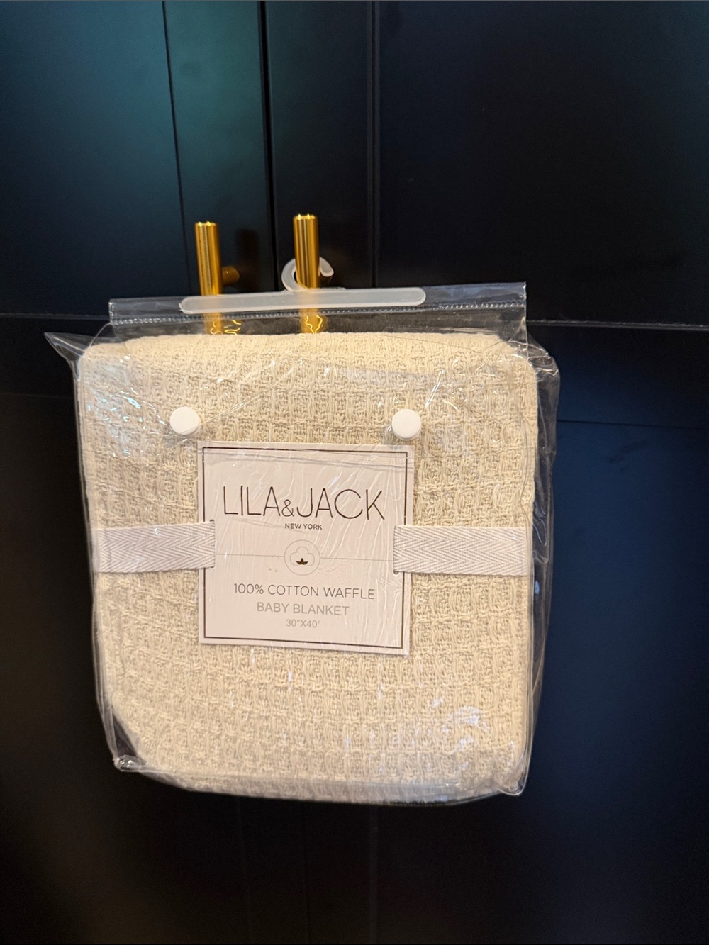 Lila & Jack 100% Cotton Waffle Baby Blanket - Cream New